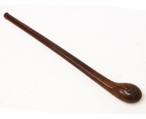 An African knobkerrie or throwing stick, length 55cm. Condition - aged crack to head, general wear to include marks and scrat