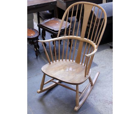 An Ercol light elm and beech Windsor rocking chair