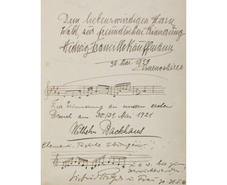 Backhaus Wilhelm,: u. weitere Autographen. Gästebuch der Familie Eugen und Trude Wald aus Buenos Aires mit zahlr. Einträgen v
