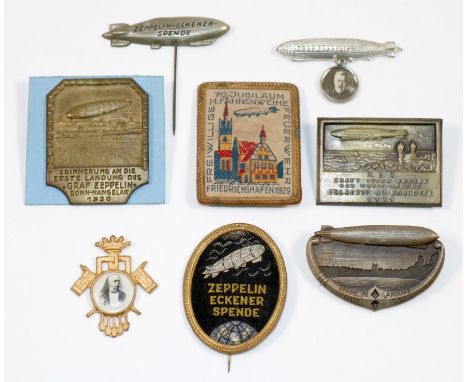 Anstecker Zeppelin.: Kleine Sammlung aus Ansteckern. Darunter u.a Zeppelin Landubng 1930 in Basel, Med. Huguenin. - Blechanst