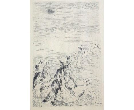 Renoir, Pierre-Auguste: (1841 Limoges - Cagnes-sur-Mer 1919). Sur la plage, Berneval. Radierung auf Bütten 1892. Plgr. 14 x 9