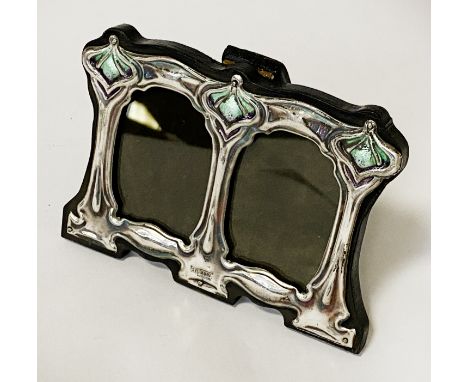 HM SILVER &amp; ENAMEL DOUBLE PHOTO FRAME - 8CM (H) APPROX