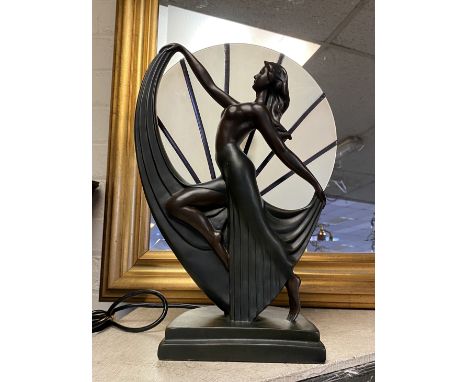 ART DECO STYLE FEMALE FIGURE LAMP 37CMS APPROX