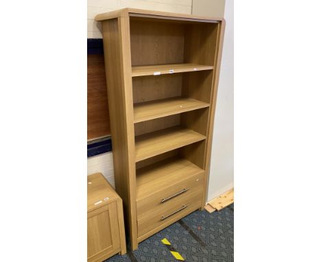 OAK 3 SHELF 2 DRAWER BOOKCASE