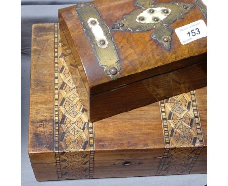 Inlaid writing slope, 9.75" across, and a dome-top tea caddy 