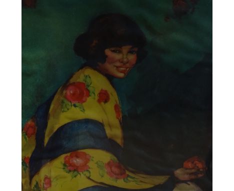 R Wunchison, a pair of coloured prints, figure studies, framed 