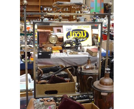 A brass-framed mirror glass firescreen, height 32.25" 