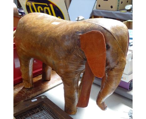 A Vintage leather-covered elephant, height 16" 