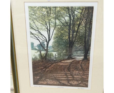 Mark Spain, artist's proof, limited edition lithograph, autumn beach, coloured print, ballet dancers, framed 
