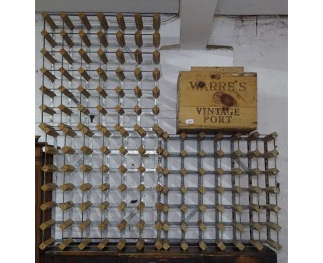 3 pine wine racks and a Vintage Port wine crate 