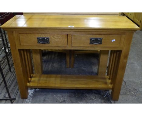 A modern oak console table with 2 frieze drawers, W100cm 