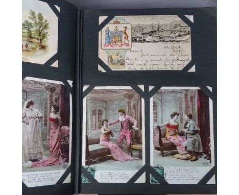 2 albums containing over 580 Vintage postcards 