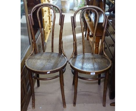 A pair of Eastern European bentwood side chairs, with remains of paper label to the underside of 1 seat, R. Wunsche 
