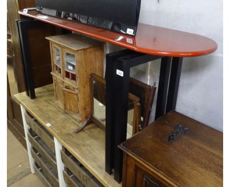 A 1970s steel and lacquered console table by Cidue, Italy, with maker's labels, L165cm