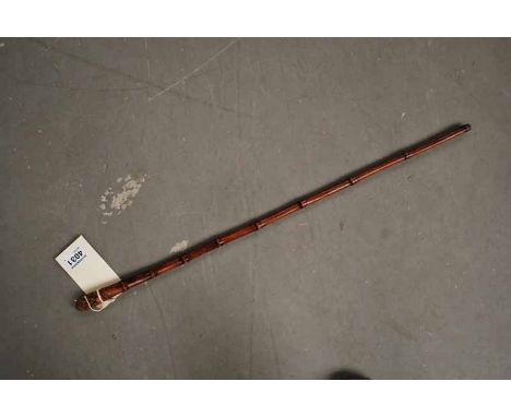 19THC BAMBOO SWAGGER SWORD STICK WITH ROOT HANDLE 33.5CM BLADE 