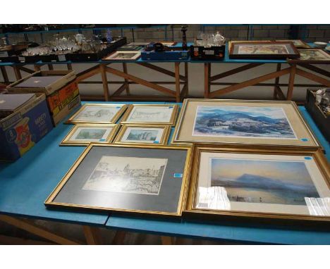 1 PRINT OF WIGAN PIER BY TURTON, 6 SCOTTISH TOPOGRAPHICAL PICTURES &amp; PRINTS 