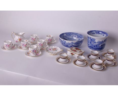 A mixed lot of cut and moulded glass and ceramics including Spode blue and white china 