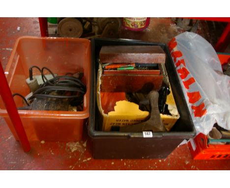 Vintage and later hand tools including a Wolf drill and transformer unit (sold as parts) four boxes 