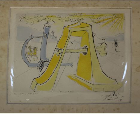 After Salvador Dali Homage a A. DurerEtchingTitled and bearing signature and bottom right, 197130 x 39cm 