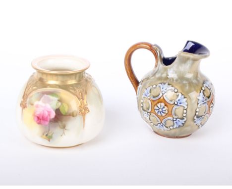 A Royal Lambeth Hannah Barlow Jug and a Royal Worcester vase