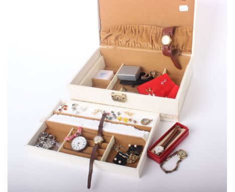 A collection of costume jewellery and other items, including; an early 20th century gold-plated compass pendant a Swiss silve