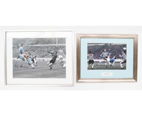 Manchester City: A pair of prints relating to the 1976 League Cup Final, comprising: one of Dennis Tueart scoring the winning