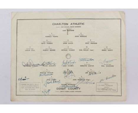 F.A. Cup: A 1946 F.A. Cup Final, Charlton Athletic v. Derby County, signed match programme, 27th April 1946, signed by the fu