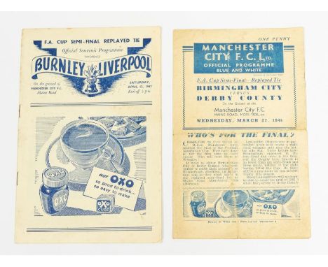 F.A. Cup: A pair of F.A. Cup Semi-Final Replay programmes played at Maine Road, comprising: Birmingham City v. Derby County, 