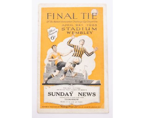 F.A. Cup: A Manchester City v. Bolton Wanderers, 24th April 1926, F.A. Cup Final match programme. Staples neatly removed with