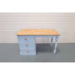 Solid Wood Desk / Dressing Table With 3 Drawers in Blue.