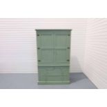 Solid Wood Rustic 2 Door Cabinet on 2 Over 2 Drawer Unit Painted Green.