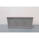 Solid Wood 3 Door Sideboard in Grey. 1 x Double Cupboard With 2 Shelves, 1 x Single Cupboard