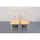 Pair of High Back Dining Chairs. Painted White With Wooden Seat.