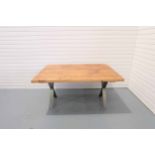 Wooden Top Dining Table With Metal X-Legs.