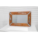 Wood Framed Mirror With Aluminium Accents.