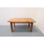 Rustic 3 Plank Solid Quebec Yellow Wood Dining Table.