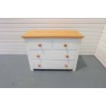 2 Over 2 Solid Wood Drawer Unit in White With Wood Top.