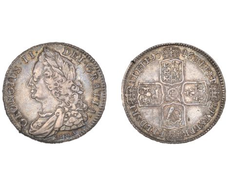 George II (1727-1760), Halfcrown, 1746/5 lima, edge decimo nono (ESC 1689; S 3695A). Small edge cut, otherwise very fine and 