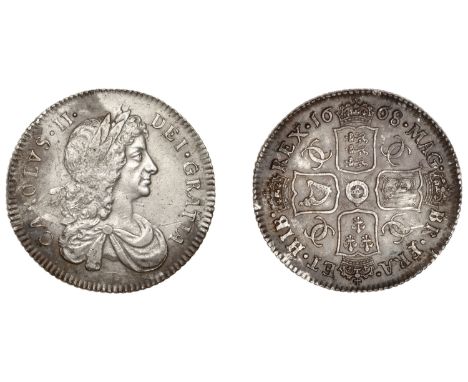 Charles II (1660-1685), Shilling, 1668, second bust (ESC 511; S 3375). Cleaned, some light scrapes, otherwise very fine £150-