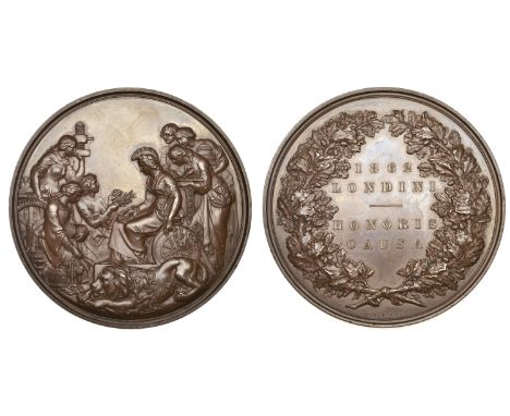 International Exhibition, South Kensington, 1862, Prize Medal, a copper award by L.C. Wyon [after D. Maclise], similar, edge 