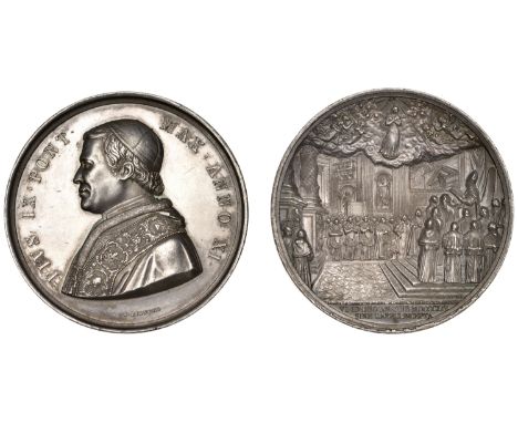 PAPAL STATES, Dogma of the Immaculate Conception, [1856], yr XI, a silver medal by I. Bianchi, bust of Pius IX left, rev. Pop