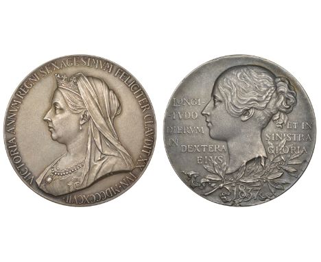 Victoria, Diamond Jubilee, 1897, a large silver medal by G.W. de Saulles, similar, 56mm, 83.56g (W & E 3000A.4; BHM 3506; E 1