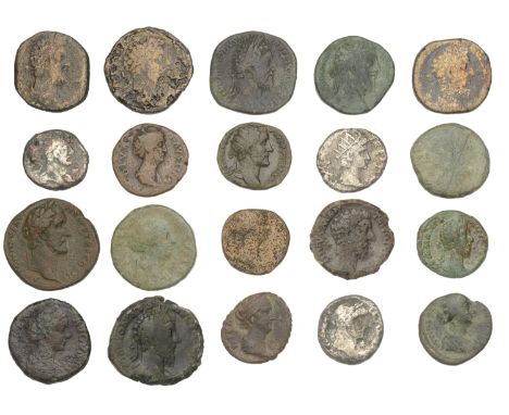 Roman Imperial, Hadrian to Commodus, coins in silver (3) and base metal (16) [19]. Varied state; all with collector’s tickets