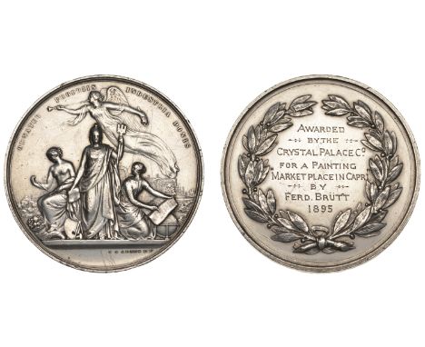 Crystal Palace Picture Gallery, Prize Medal, a silver award by G.G. Adams, Britannia standing facing, flanked by Plenty and L