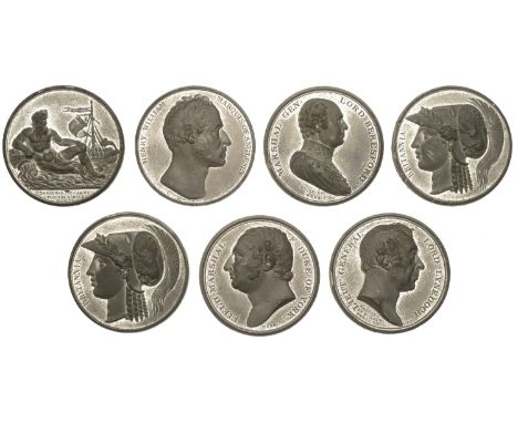 Restrike white metal medals (7), from Mudie’s National Series, all 41mm: Battle of Albuera, 1811, by T. Webb & N. Brenet (BHM
