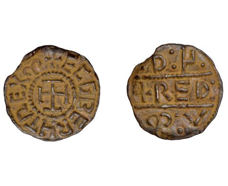 Kings of Wessex, Ecgberht (802-39), Penny, London (as king of the Mercians), [829], Rædmund, + ecgberht rex m around cross po