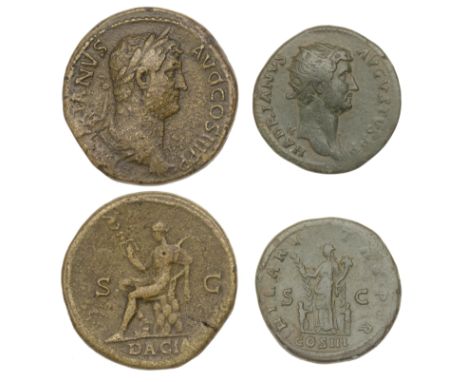 Roman Imperial Coinage, Hadrian, Sestertius, 130-3, rev. Dacia, 27.76g (RIC 1650); Dupondius, 125-8, rev. Hilaritas, 13.60g (