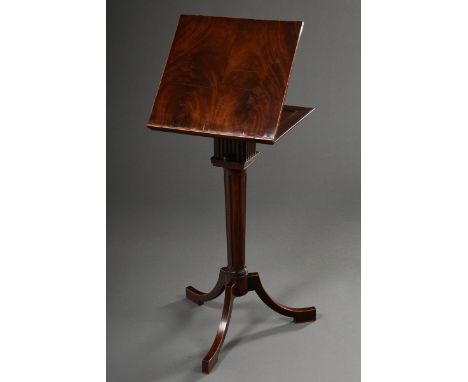 Regency Bibliotheks Buchpult auf Tripod Stand, Mahagoni, England um 1780/1790, Höhen Neigungswinkel verstellbar, H. 79,5-144,