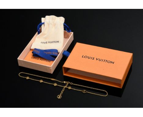 Louis Vuitton Kette "Blumen und Monogramm", Metall vergoldet, Nr. M 86125 LB 0149, L. 48,5cm, in Originalbeutel und -box