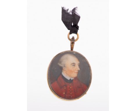 English School (18th Century) Portrait miniature of a Gentleman oval, 3.5cm long, gilt metal framed 